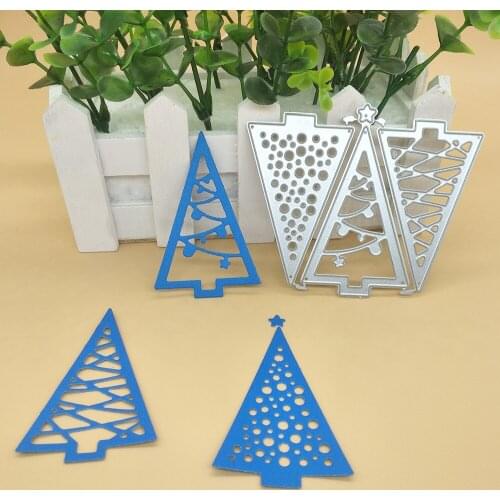 3 types of Christmas tree metal cutting molds, used for DIY scrapbooking, card making, photo album decoration, embossing crafts