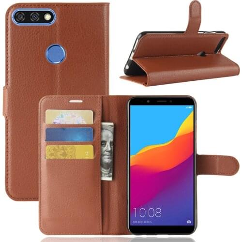 30pcs/lot Lichi wallet PU Leather stand+TPU Cover Case For Huawei Honor 7A Y6 2018 / Honor 7A Pro / Y9 2018 / Honor 7C