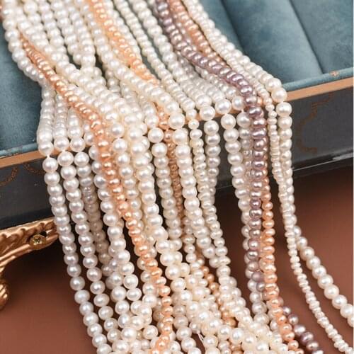 3A 100% Real Natural Fresh water Pearl Round Strand beads 4-8mm For Jewelry Making Diy Charm Pearl Strand Bracelets Necklaces