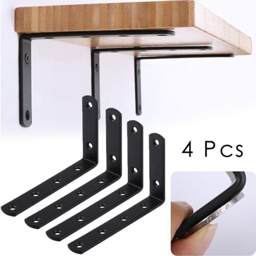 4pcs Shelf Brackets Thicken Iron L-Shaped Right Angle Corner Brace for Wall Hanging Furniture Connector Industrial Decorative