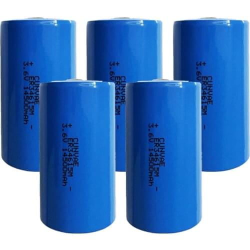 5PCS ER34615M 34615 3.6V 14500mAh D PLC lithium battery intelligent water meter instrument electric flow meter batteries ER34615