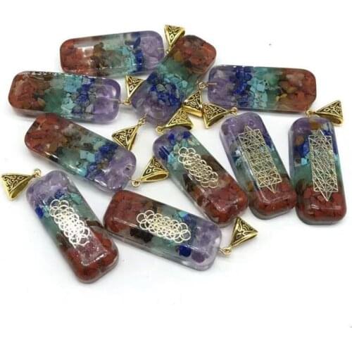 New Arrival Fashion 5Pcs Resin & Natural Stone Chakra Healing National Style Pendant Free Shipping