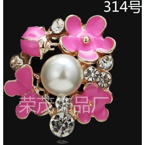 50PCS/lot 24*21mm Pearls Decorated Fashion Oil Drop flower with Crystal Enamel Jewelry Charms wholesale freeship