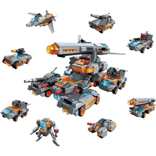 699pcs Enlightenment 41102 Super Variable 8 In 1 Thunderbolt Chariot Assembly Model Boy Assembled Building Block Toy Set Gifts