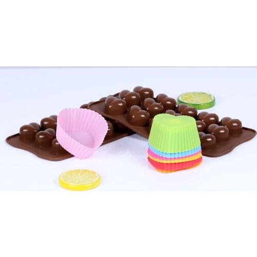 7Pcs DIY Baking Cake Mould Muffin Cupcake Molds Muffin Cup kitchen Flower Love Shape Silicone