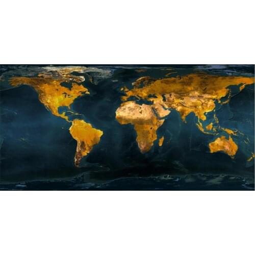 Abstract Vintage Gold Globe World Map Oil Painting On Canvas Art Modern Wall Picture for Office Room Cuadros Decor