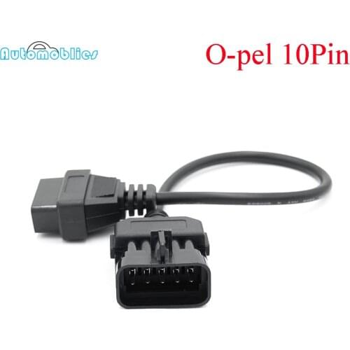 Car Diagnostic 10Pin OBD OBD2 Connector Cable Works For Vauxhall / Opel OPCOM Diagnostic Adapter Opel 10 Pin to OBDII 16 Pin