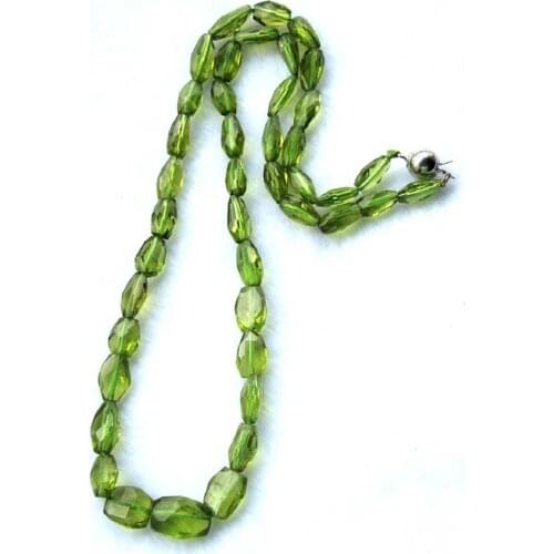 Free Shipping AAA Natural Peridot Faceted Free Form 6*10mm~9*13mm Beads Necklace Women Jewelry accessories weddings parties gift