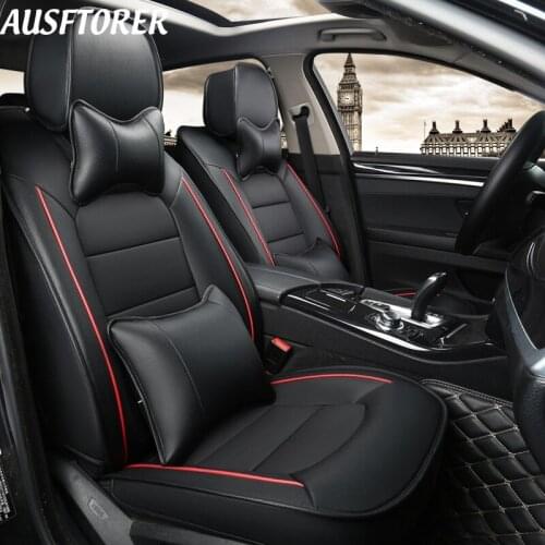 AUSFTORER Custom Genuine Leather Car Seat Covers for Audi Q5 2014 Automobiles Seat Cover Support Cushion Auto Accessories 16 PCS