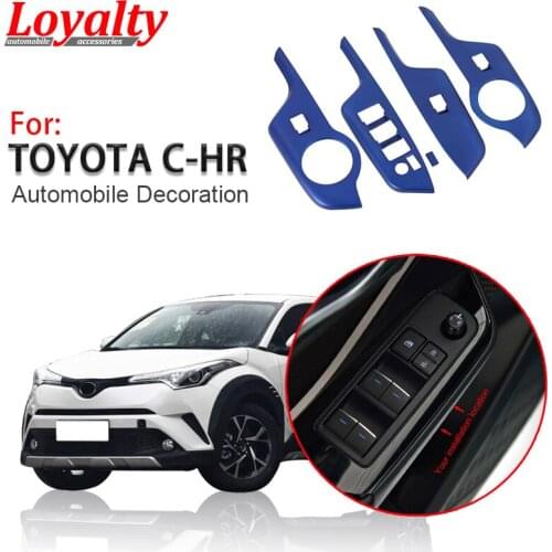 Loyalty for Toyota C-HR CHR 2017 2018 2019 ABS Blue Window Lifter Switch Board Trim Decoration Cover Car Styling Accessories