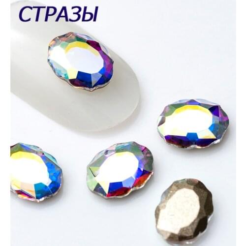 Color AB Crystal Flat Back Nail Art Glitter Rhinestone Glass Manicure Tips Charms 3D Nail Art Decoration