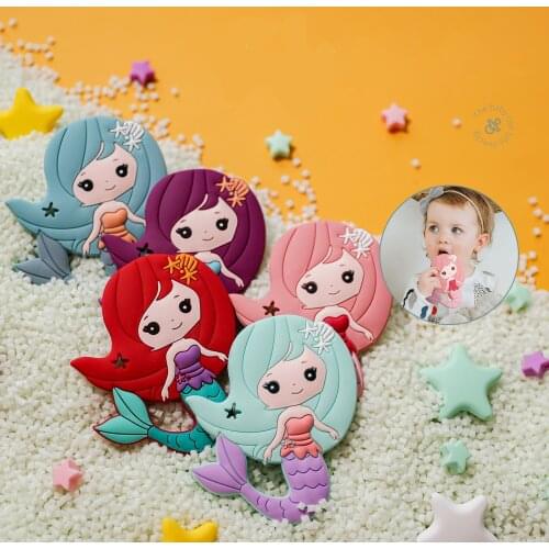 Let‘s make Mermaid Silicone Teether Baby Chewing Pendant Nursing Sensory Teething Pacifier DIY Necklace Toy Food Grade Teether