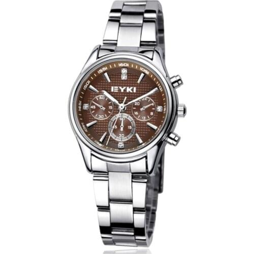 EYKI Brand Women Stainless Steel Waterproof Watch Fashion Silver Quartz Watches Female Luminous Pointer D Wristwatches