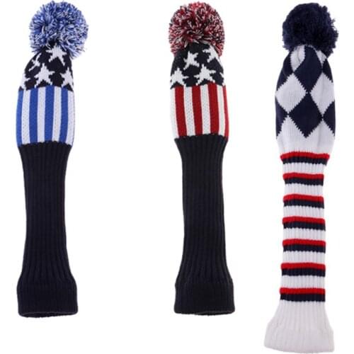 3-Pack Pom Pom Golf Headcover Suitable for Driver or Fairway Wood Premium Knitted Head Covers Golf Equipment