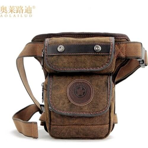 New fashion canvas waist pack waterproof waist bag leg bag casual Fanny pack men military thigh bag bum hip pouch