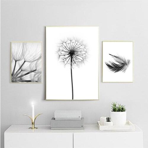 Art Modular Canvas Poster Bedside Background Home Decorative Prints Painting Reed Dandelion Feather Girl Pictures Wall