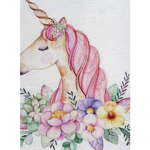 Unicorn Printed Lychee Print Synthetic Leathe 22*30CM DIY Bag Accessories Home Decoration A4 Size