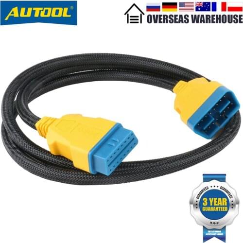 AUTOOL 1.5m OBD2 Extension Cable 16 Pin to 16pin Socket Waterproof Anti-Scalding Flexible Auto Switch Extended Interface