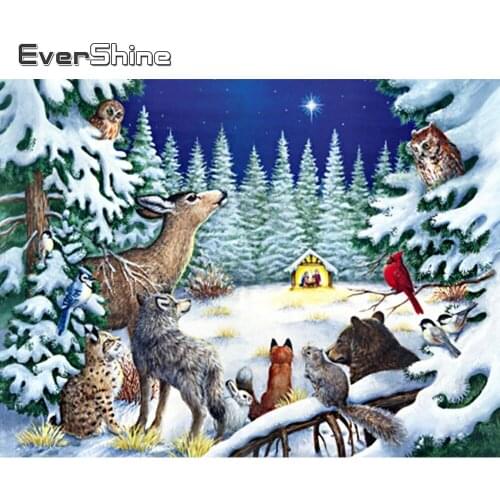 Evershine Diamond Embroidery Deer Animals 5D DIY Picture Rhinestone Cross Stitch Diamond Painting Winter Mosaic Zoo Home Decor