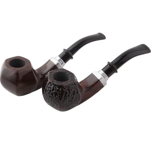 15CM Ebony Wood Smoking Pipe Luxury Tobacco Classic Handmade Bent Cigarette Cigar Tube Gift