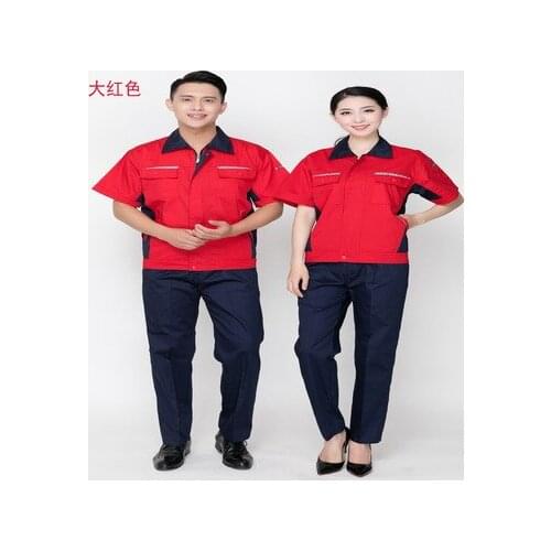 Summer short-sleeved clothes suit men and women workers labor protection clothing workshop ChangFu ventilation network site