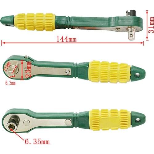 Mini 1/4 Screwdriver Rod Adjustable Fast Ratchet Wrench Quick Socket Wrench Tools Double End Wrench for Repairing