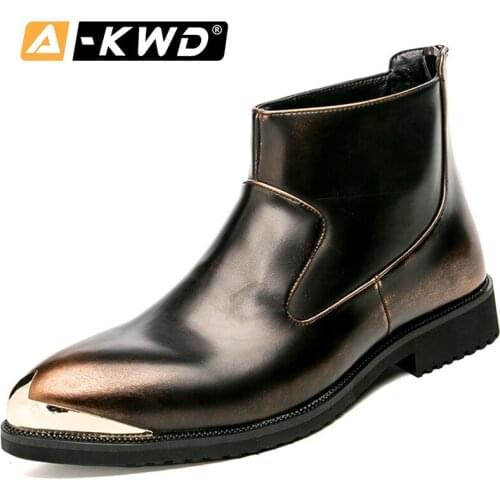 Fashion Black Work Shoes Retro Chausure Homme Slip-on Men Chelsea Boots Rain Boots Men Pu Men’s Shoes High Top Mens Boots Casual