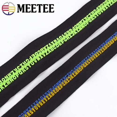 Meetee 2/4M 5#/8# Resin Coded Zipper Individuality Alphabet Special Code Cutting Zippers + Silder for Backpack Clothes Decor Zip