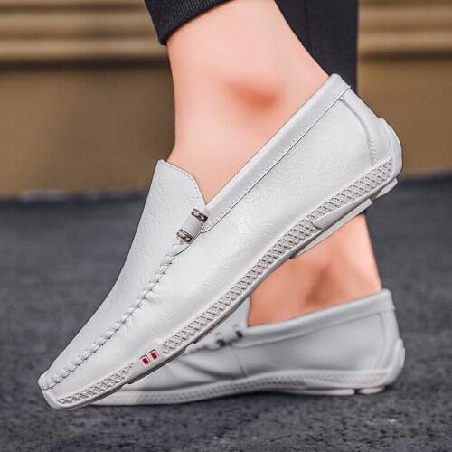 New Mens Peas Shoes Set Feet Breathable Mens Shoes Casual Comfortable Lok Fu Shoes Driving Leather Casual Shoes 39-44