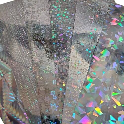 Fishing Lure Stickers 6pcs/lot 20X10cm Silver Laser Waterproof Adhesive Sticker Fishing Lure Refit DIY Material Accessories