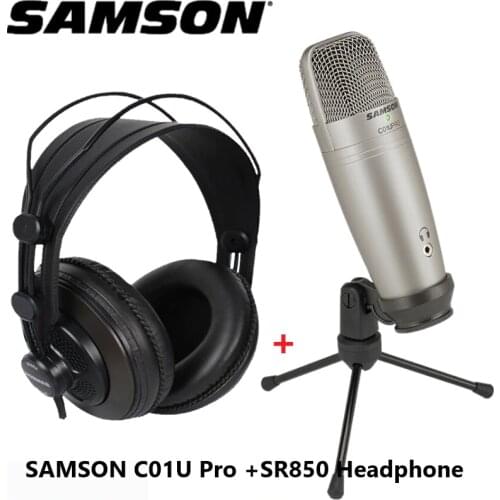 SAMSON C01U Pro and SAMSON SR850 headphone Real-time Monitoring Mic USB condenser microphone for Broadcasting Music Recording