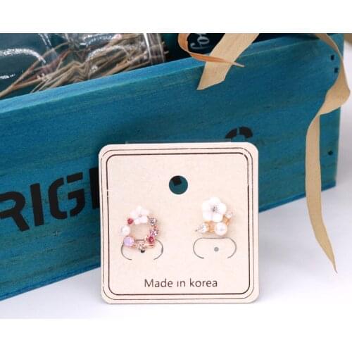 New Arrival 5x5cm PVC And Beige Special Paper Fashion Earrings Packaging Cards 100pcs/lot High Quality Korean Style Earring Card