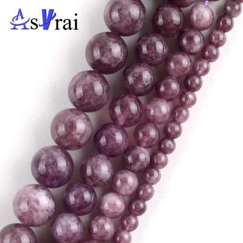 Wholesale Natural Stone Lepidolite Stone Round Beads Spacer Loose Beads For Jewelry Making 4mm-12mm Diy Bracelets Necklace 15"