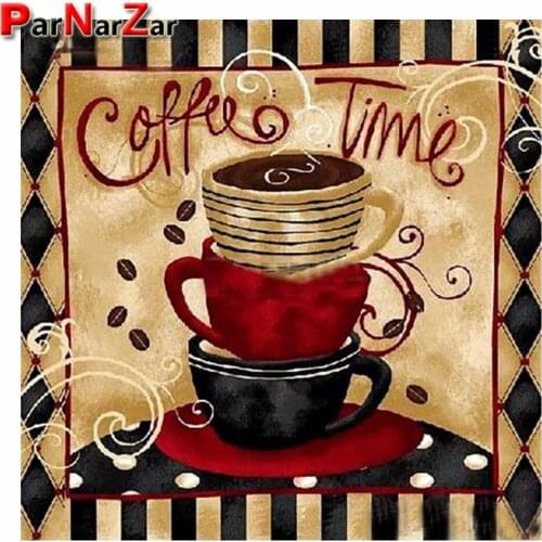 ParNarZar Coffee DIY 5D Diamond Painting Full Round / Square Drill Kits Rhinestone Picture Art Craft for Home Wall Decor