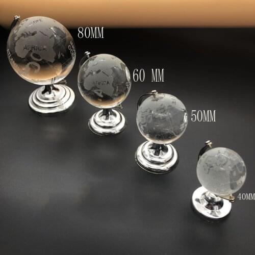 Crafts Creative Crystal Earth Ornaments, 60mm Can Be Equipped with Gold or Silver Brackets, Fine Workmanship