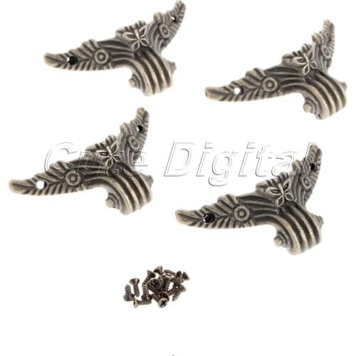4Pcs Furniture Corner Decorative Protector Antique Brass Jewelry Box Wood Table Decorative Corner Bracket Home Decor 57x40mm