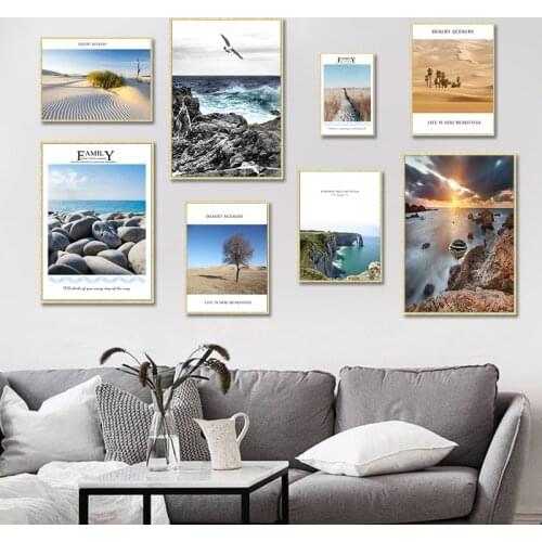 No Framed Modern Seascape Painting on Canvas Prints Nordic Wall Decorative Posters Desert Landscape Pictures Home Decor Artwork