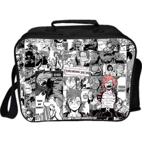 My Hero Academia Lunch Bag Fashion Cartoon Anime Lzuku Midoriya Print Elementary School Brings Meal Bags Boy Girl Lunch Box
