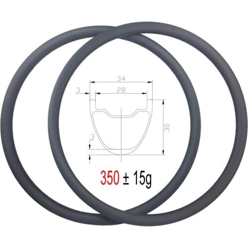Light 350g 29er 34mm Tubeless MTB XC Carbon Rims 30mm Depth Hookless T700 T800 Cross Country Bike 29inch Wheels 24 28 32 Holes