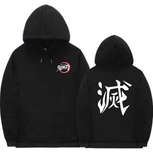 Mens Fashion Fall Winter Hip Hop Hoodie Pullover Fashion Anime Demon Slayer Hoodie Street Clothing Demon Slayer Jumper