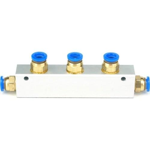 A Kit Push Fit 8mm 3 Way Pneumatic Air Manifold Block Splitter With Couplers