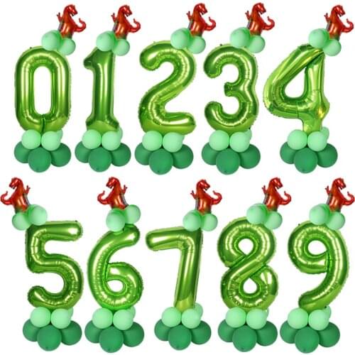 Dino 40inch Number Foil Balloons Dinosaur Party Decor Jungle Party Helium Balloon Birthday Boy Baby Shower Globos Decorations