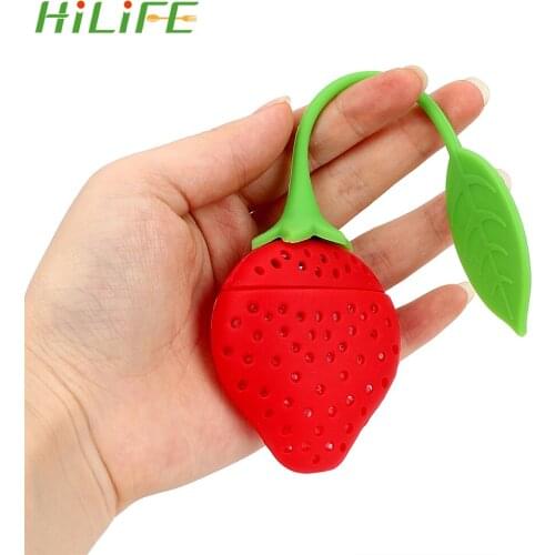 HILIFE High Temperature Resistance Tea Leaf Strainer Filter Tools Diffuser Herbal Spice Silicone Strawberry Candy Filter Bag