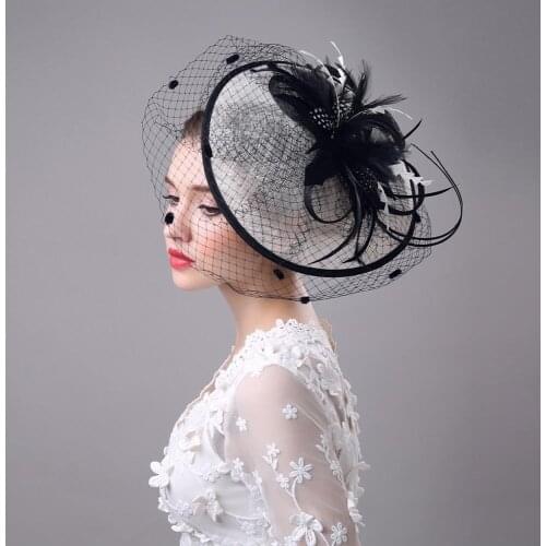 Women Fascinator Flower Feather Headband Hairclip Vintage French Veiling Cocktail Hat Party Bridal Hair Accessories New