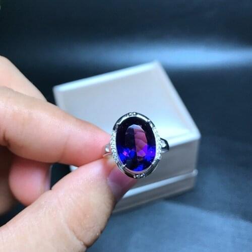 Blackfriday sale big size purple color Amethyst gemstone ring women silver ring natural gem 925 sterling silver New year gift