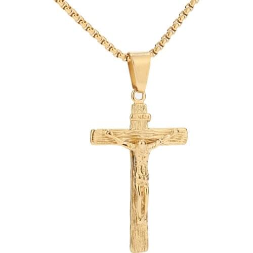 Gold Stainless Steel Saint Catholic Benedict Crucifix San Benedicto St Benedict Necklace Crucifix Gift For Men