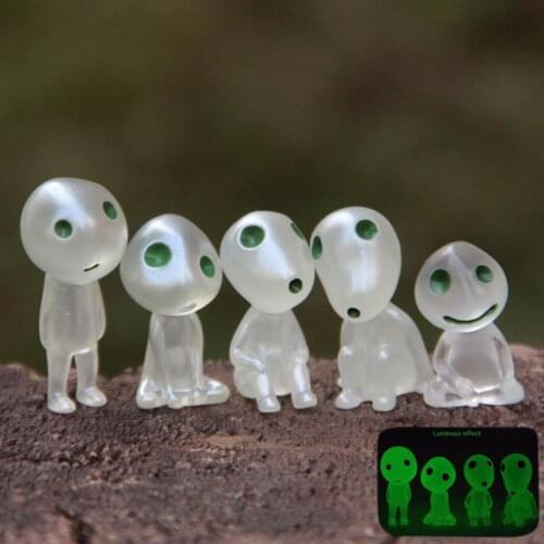1Pcs Luminous Tree Elves Toy Miyazaki Cartoon Princess Mononoke Decor Doll Ornament Micro Landscape Bonsai Miniature
