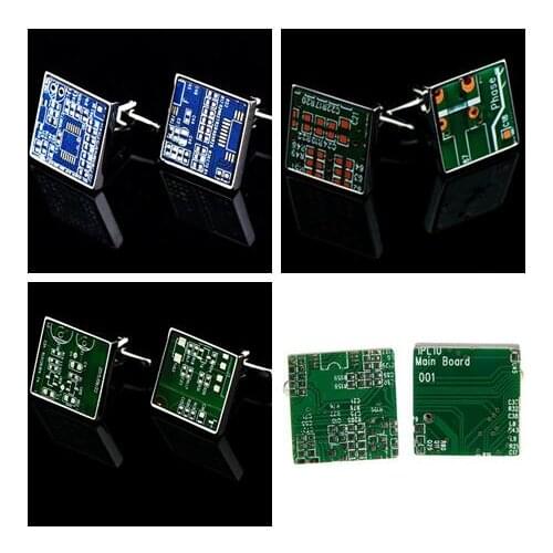 10pair/lot Green/Blue Circuit Board Cufflinks PCB Circuit Card Cuff Links Mens Jewelry Accessory Wholesale