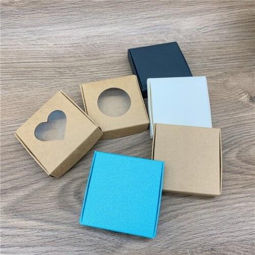 10Pcs 6x6x1.5cm Brown Kraft Paper Box For Packaging Cookie Packing Packaging for Chocolate Candy Gift Boxes