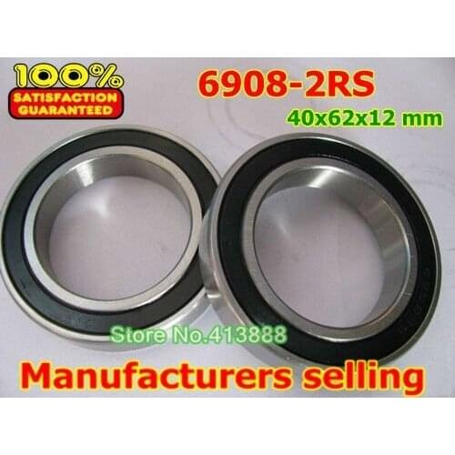 100pcs free shipping The Rubber sealing cover Thin wall deep groove ball bearings 6908-2RS 40*62*12 mm
